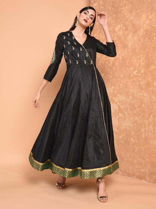 Black Angrakha With Gota Patti Work