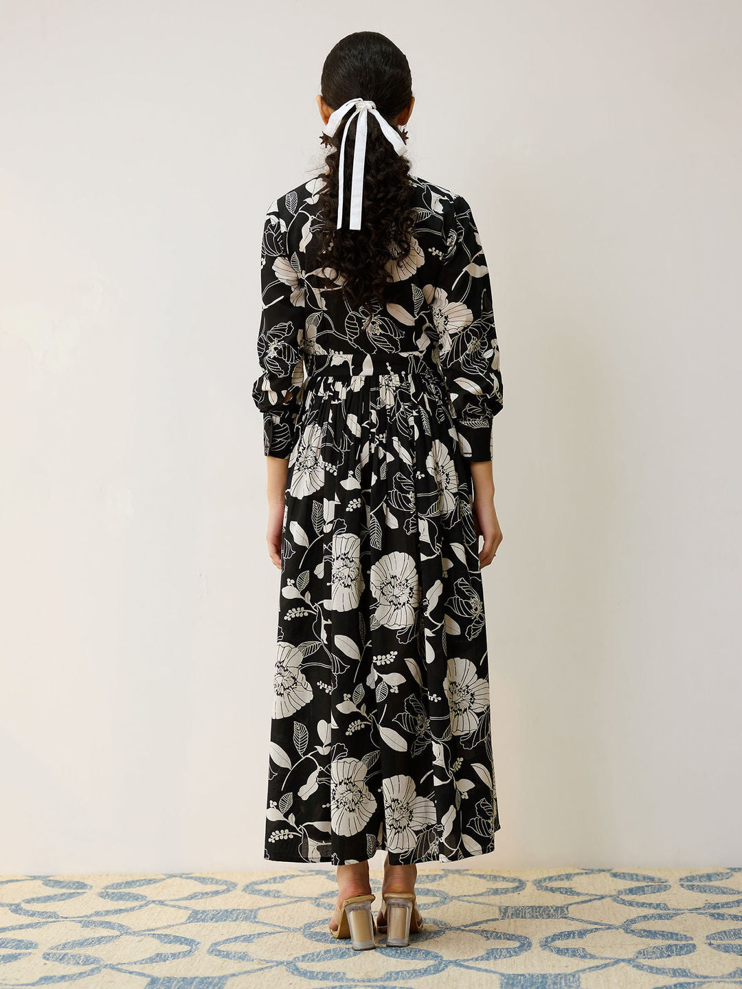 Black Ayesha Cotton Overlap Dress with Hand Embroidery Detail