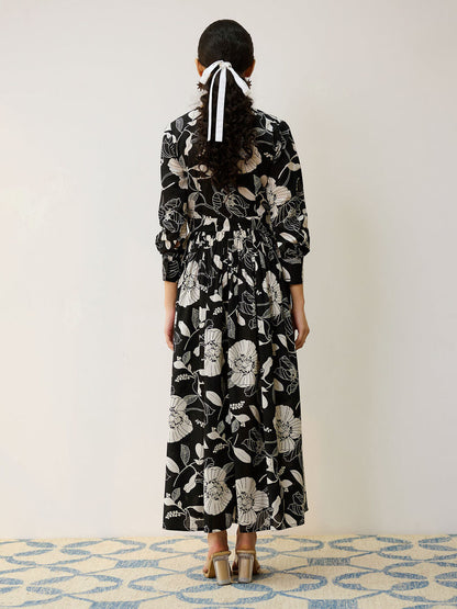 Black Ayesha Cotton Overlap Dress with Hand Embroidery Detail