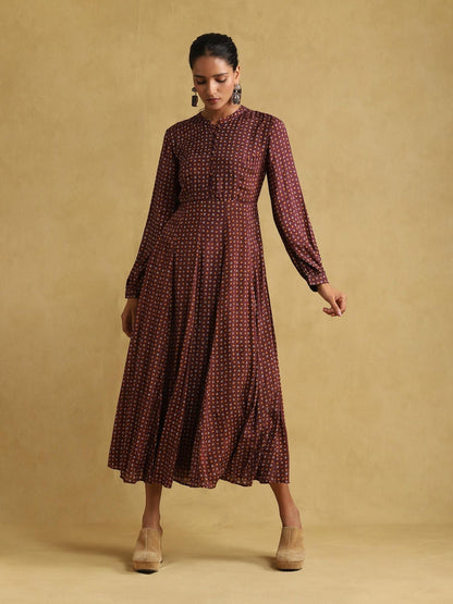 Burgundy Printed Dress