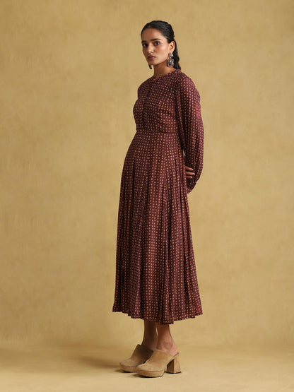 Burgundy Printed Dress
