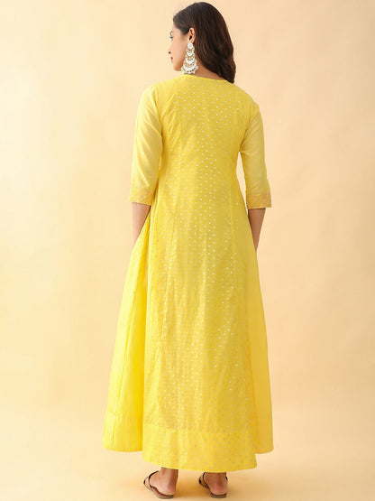 Ethnic Motifs Embellished Silk Anarkali Ethnic Dress