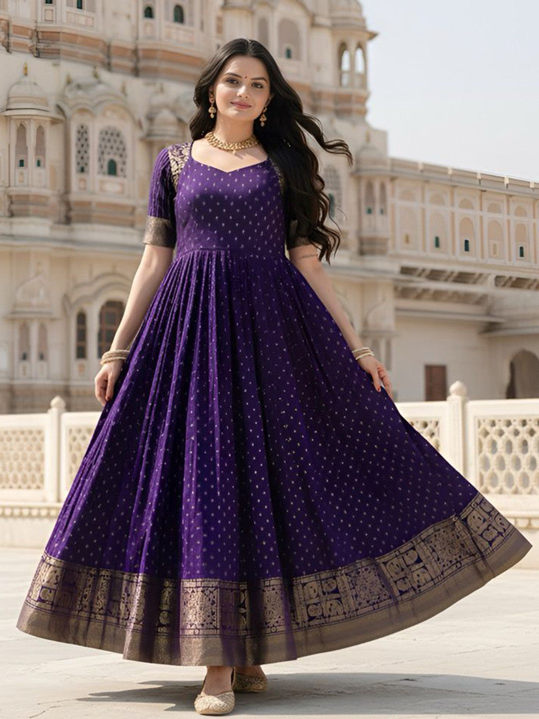 Floral Self Design Sweetheart Neck Silk Anarkali Ethnic Dresses