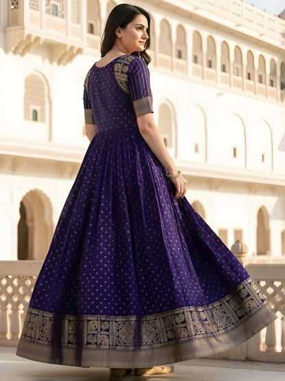 Floral Self Design Sweetheart Neck Silk Anarkali Ethnic Dresses