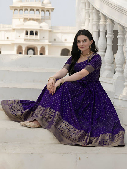 Floral Self Design Sweetheart Neck Silk Anarkali Ethnic Dresses