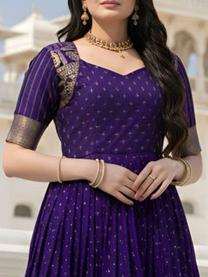 Floral Self Design Sweetheart Neck Silk Anarkali Ethnic Dresses