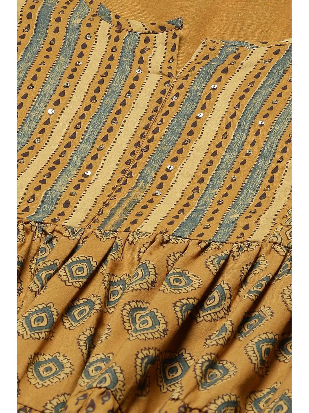 Ochre Flared Mustard Midi Dress