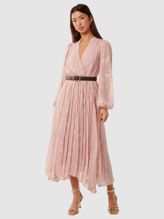 Print Bishop Sleeve A-Line Midi Dress