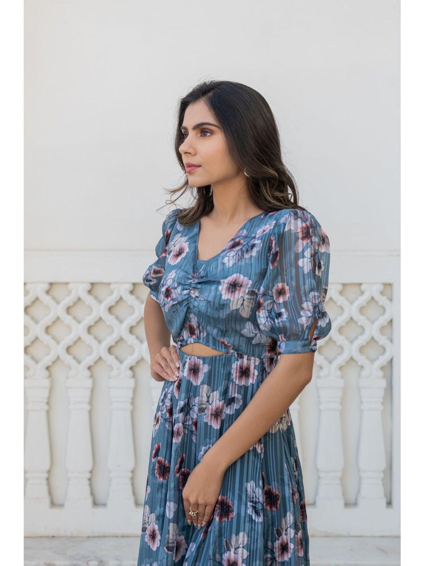 Printed Satin Georgette Gown