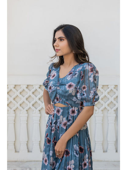 Printed Satin Georgette Gown