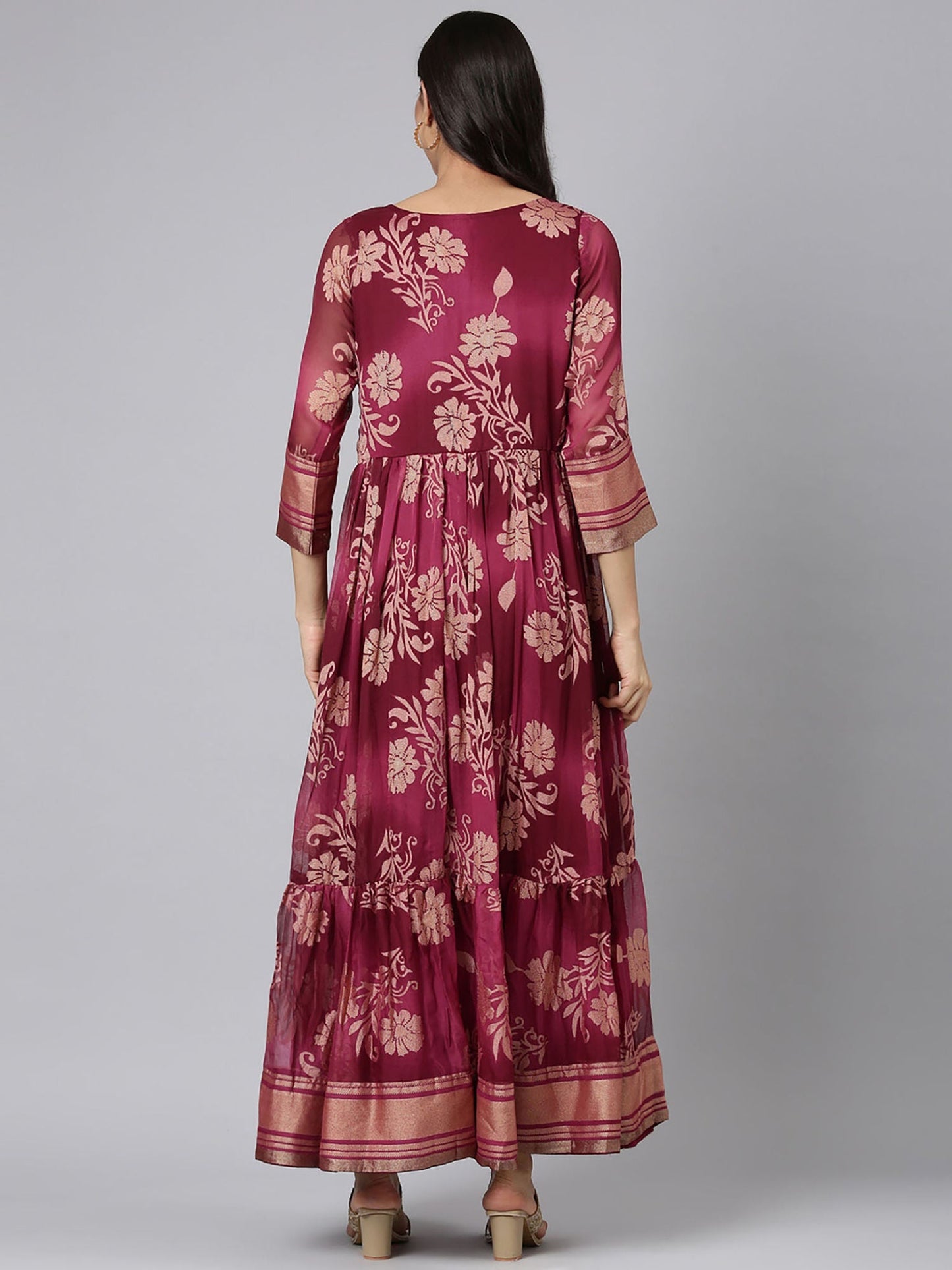 Purple Casual Floral Maxi Dress