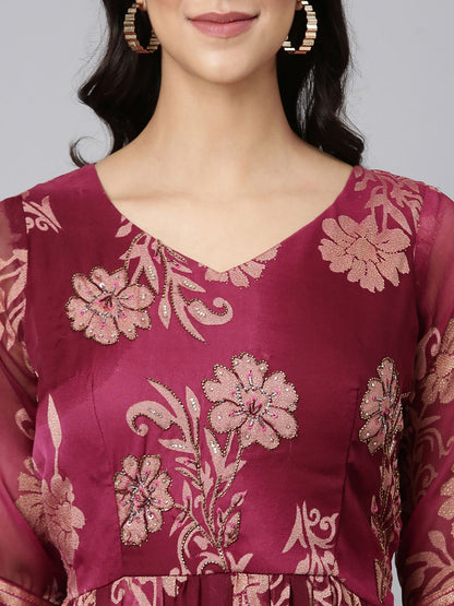 Purple Casual Floral Maxi Dress