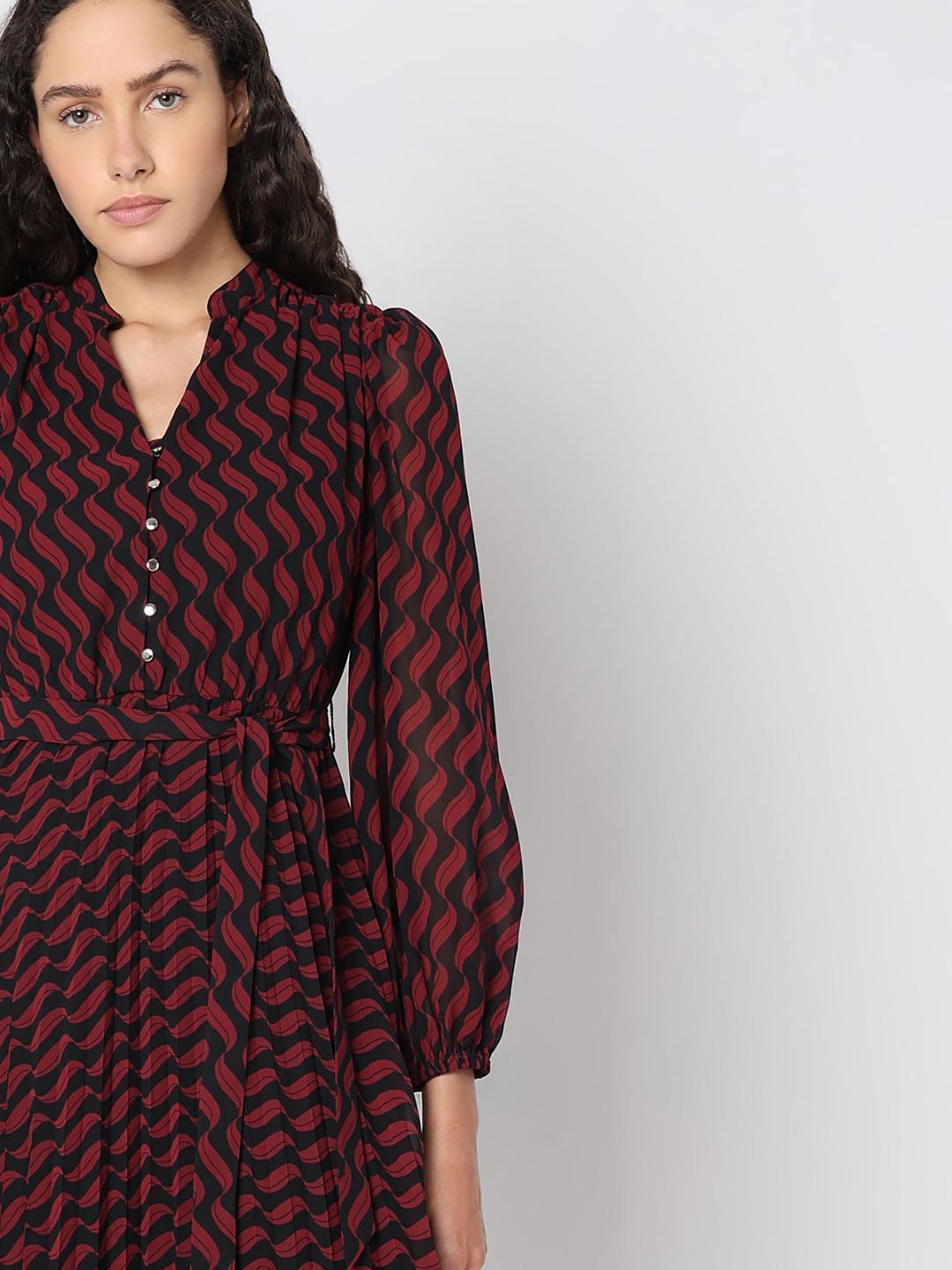 Red Printed Midi Dress (Set of 2)