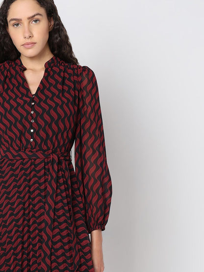 Red Printed Midi Dress (Set of 2)