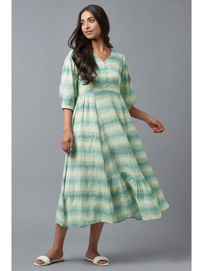 White Green Tie & Dye Dress