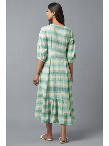 White Green Tie & Dye Dress