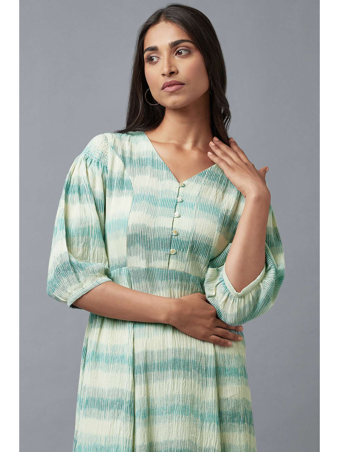 White Green Tie & Dye Dress