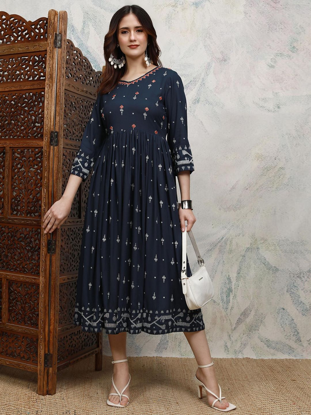 Women Embroidery Midi Dress