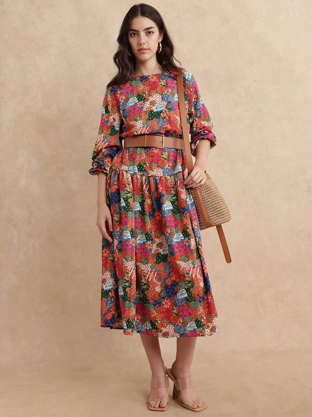 Women Floral Printed A-Line Midi Dress