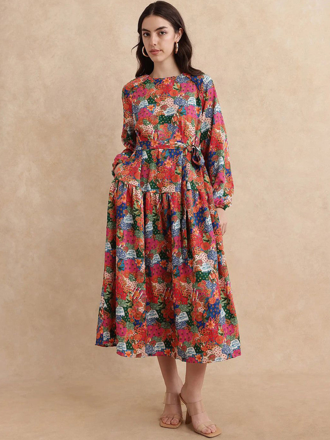 Women Floral Printed A-Line Midi Dress