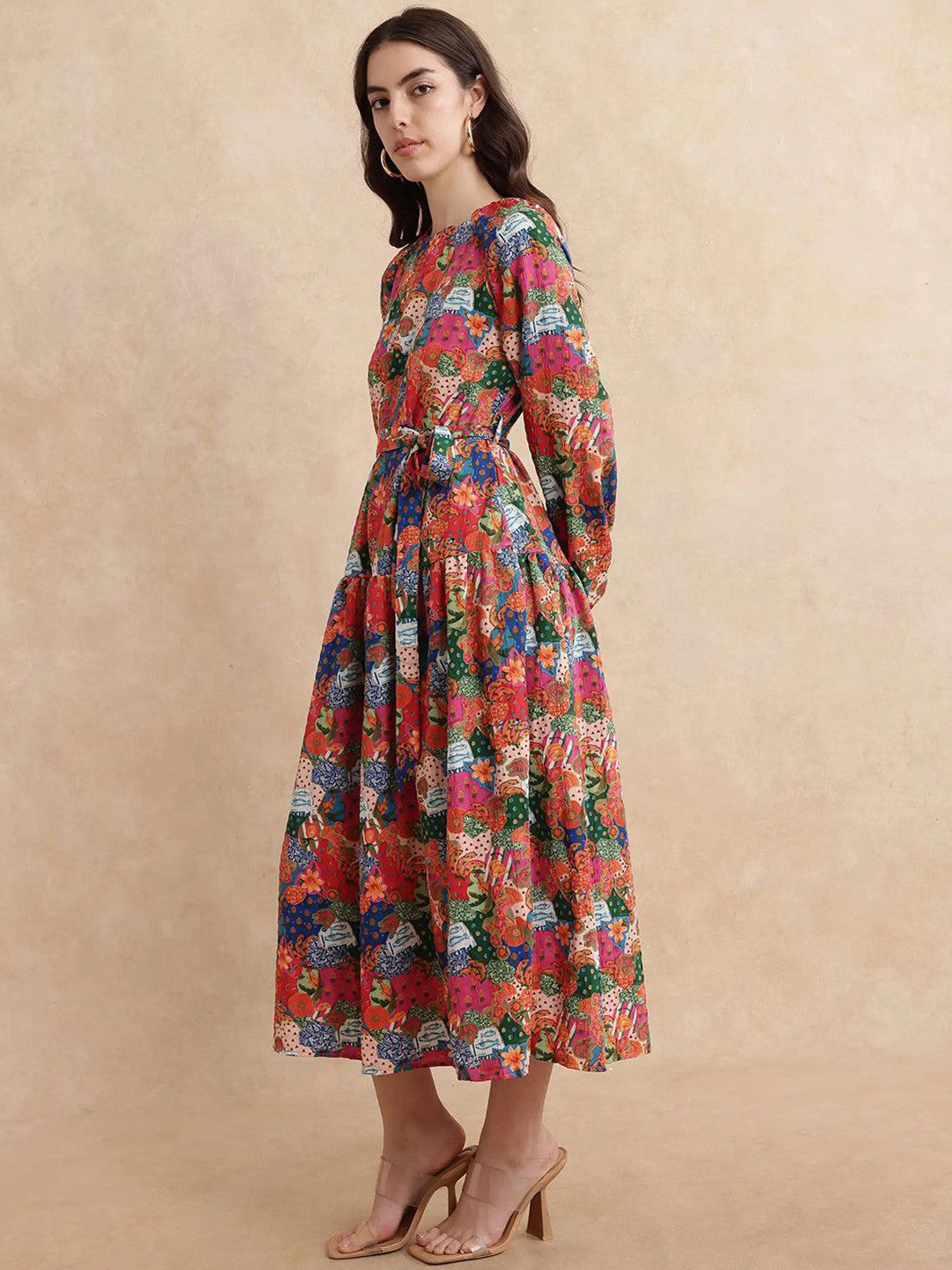 Women Floral Printed A-Line Midi Dress