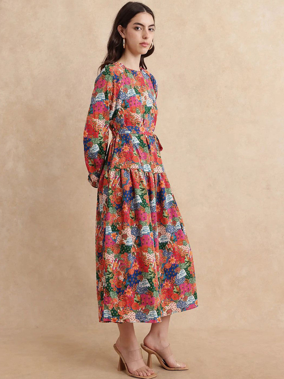 Women Floral Printed A-Line Midi Dress