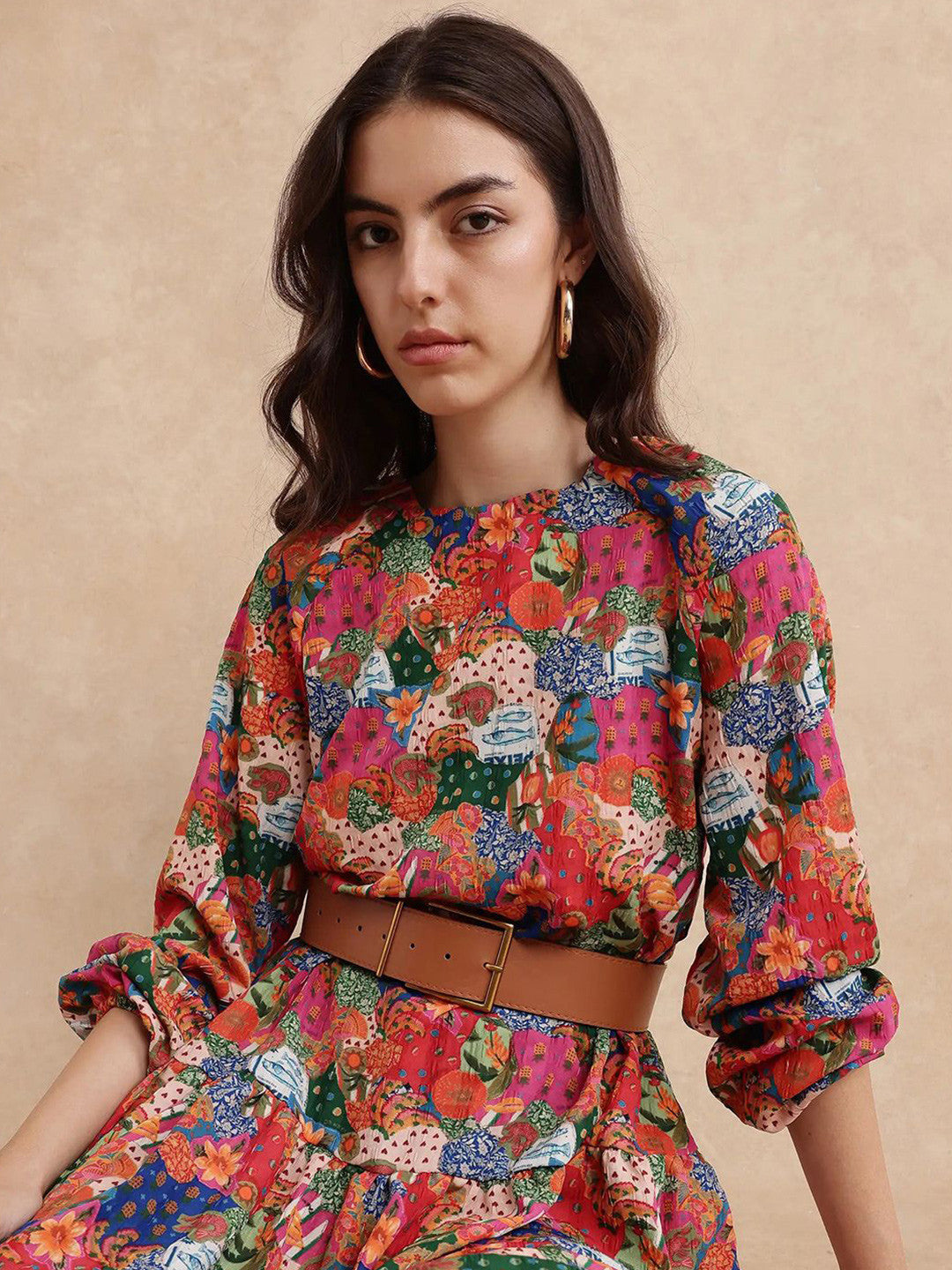 Women Floral Printed A-Line Midi Dress