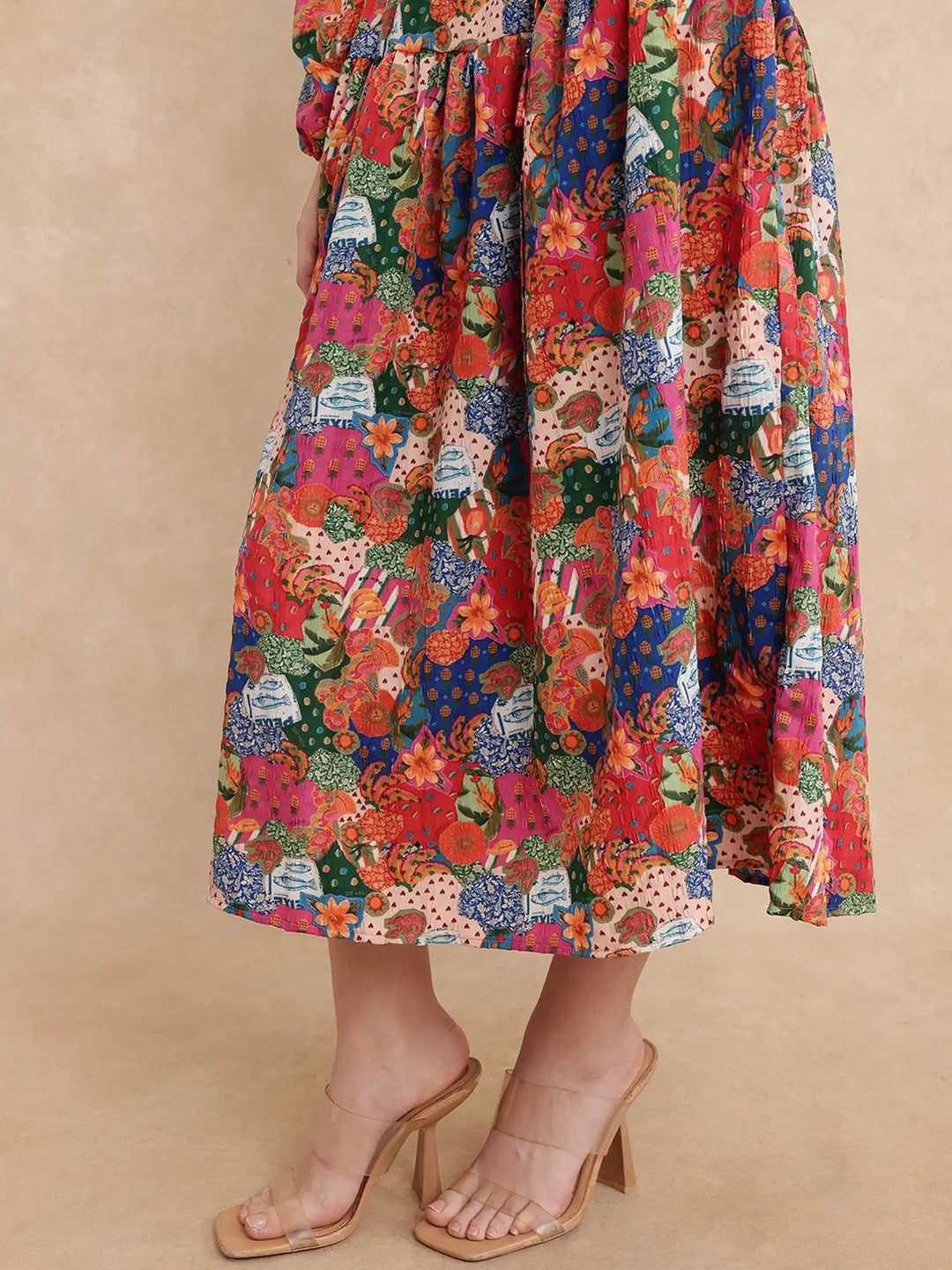 Women Floral Printed A-Line Midi Dress