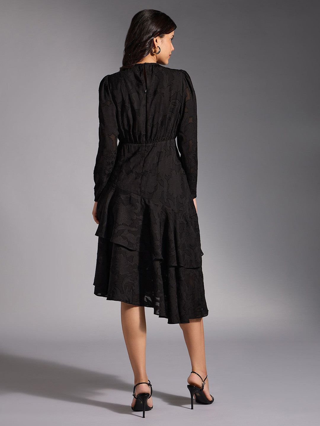 Women Floral Self Design Gathered Fit & Flare Dress