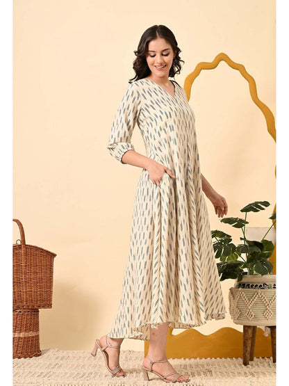 Women Latest V Neck 3/4th Sleeves Royaleviii Dress