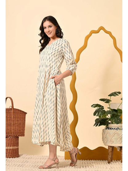 Women Latest V Neck 3/4th Sleeves Royaleviii Dress