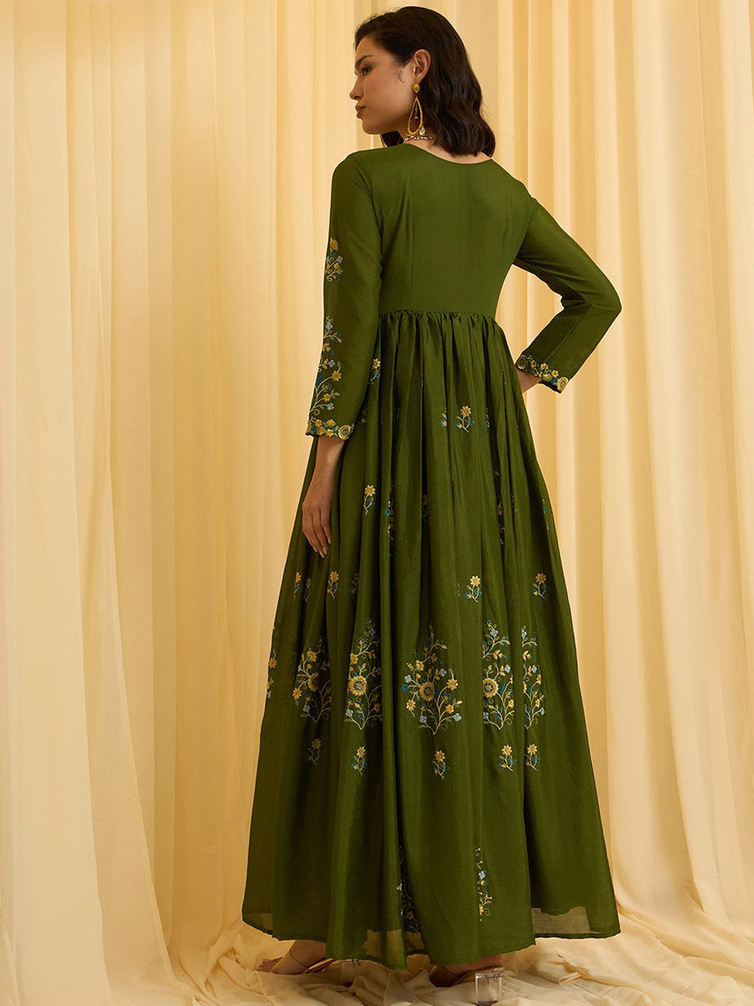 Zari Thread Embroidered Maxi Ethnic Dress